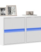vidaXL Стенни ТВ шкафове с LED осветление 2 бр бели 41x31x45 см