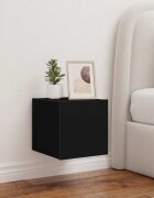 vidaXL Стенни ТВ шкафове с LED осветление 2 бр черни 305x35x30 см