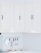 vidaXL Стенно ъглово шкафче LUCCA Бял гланц 57 x 57 x 100 см