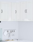 vidaXL Стенно ъглово шкафче LUCCA Бял гланц 57 x 57 x 80 см