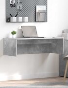 vidaXL Стенно бюро Циментено сиво Инженерна дървесина 100 x 45 x 30 см