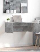vidaXL Стенно бюро Циментено сиво Инженерна дървесина 80 x 45 x 30 см