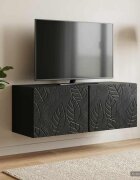 vidaXL Стенно монтиран ТВ шкаф 595 x 31 см Черно Инженерна дървесина