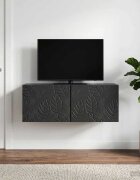 vidaXL Стенно монтиран ТВ шкаф 785 x 31 см Черно Инженерна дървесина