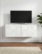 vidaXL Стенно монтиран ТВ шкаф 98 x 31 см Бяло Инженерна дървесина