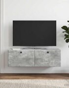 vidaXL Стенно монтиран ТВ шкаф 98 x 31 x 30 см Бетонно сиво