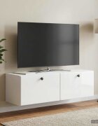 vidaXL Стенно монтиран ТВ шкаф 98 x 31 x 30 см Бял гланц