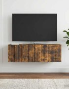 vidaXL Стенно монтиран ТВ шкаф 98 x 31 x 30 см Опушен дъб