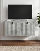 vidaXL Стенно монтиран ТВ шкаф Бетонно сиво 595 x 31 x 30 см