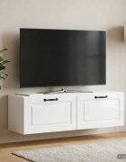 vidaXL Стенно монтиран ТВ шкаф Бял гланц 98 x 31 x 30 см