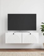 vidaXL Стенно монтиран ТВ шкаф Бял гланц 98 x 41 x 30 см