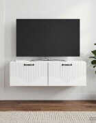 vidaXL Стенно монтиран ТВ шкаф Бял гланц 98 x 41 x 30 см