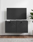 vidaXL Стенно монтиран ТВ шкаф Черно 595 x 31 x 30 см
