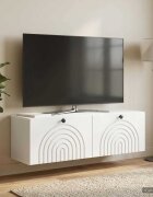 vidaXL Стенно монтиран ТВ шкаф Монтиране на стена Бяло 98 x 31 x 30 см