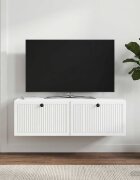 vidaXL Стенно монтиран ТВ шкаф Монтиране на стена Бяло 98 x 41 x 30 см
