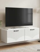 vidaXL Стенно монтиран ТВ шкаф Монтиране на стена Бяло 98 x 41 x 30 см
