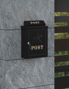 vidaXL Стенно монтирана пощенска кутия с врата Черно 29 x 13 x 41 см