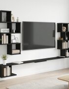 vidaXL Стенно монтирано телевизионно рафтче Черен дъб 160 x 15 x 94 см
