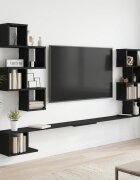 vidaXL Стенно монтирано телевизионно рафтче Черен дъб 180 x 15 x 94 см