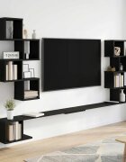 vidaXL Стенно монтирано телевизионно рафтче Черен дъб 200 x 15 x 94 см
