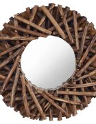 vidaXL Стенно огледало 40 см тиково кръгло
