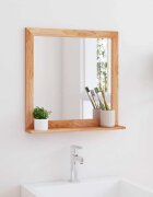 vidaXL Стенно огледало 55x55 см орехово дърво масив