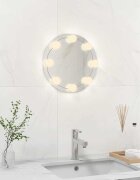 vidaXL Стенно огледало без рамка с LED лампи кръгло стъкло