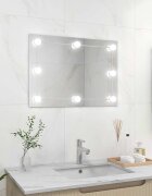 vidaXL Стенно огледало без рамка с LED лампи правоъгълно стъкло