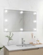 vidaXL Стенно огледало без рамка с LED лампи правоъгълно стъкло