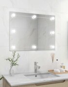 vidaXL Стенно огледало без рамка с LED лампи правоъгълно стъкло