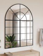 vidaXL Стенно огледало черно 100x130 см арка желязо
