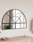 vidaXL Стенно огледало черно 100x70 см арка желязо