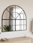 vidaXL Стенно огледало черно 100x90 см арка желязо