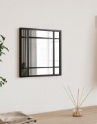 vidaXL Стенно огледало черно 30x30 см квадратно желязо
