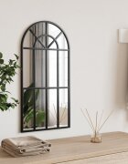 vidaXL Стенно огледало черно 30x60 см арка желязо