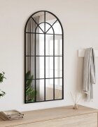 vidaXL Стенно огледало черно 50x100 см арка желязо