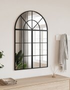 vidaXL Стенно огледало черно 60x90 см арка желязо