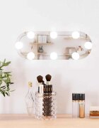 vidaXL Стенно огледало с LED лампи 15x40 см стъкло овално