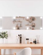 vidaXL Стенно огледало с LED лампи 30x100 см стъкло правоъгълно