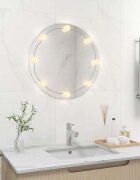 vidaXL Стенно огледало с LED лампи кръгло стъкло