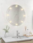 vidaXL Стенно огледало с LED лампи кръгло стъкло