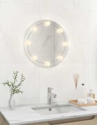 vidaXL Стенно огледало с LED лампи кръгло стъкло