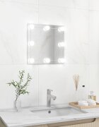 vidaXL Стенно огледало с LED лампи квадратно стъкло