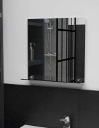 vidaXL Стенно огледало с рафт 40x40 см закалено стъкло