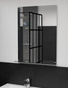 vidaXL Стенно огледало с рафт 50x70 см закалено стъкло