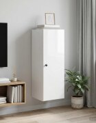 vidaXL Стенно шкафче 33 x 345 x 90 см Инженерна дървесина Бял гланц
