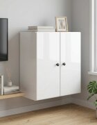 vidaXL Стенно шкафче 59 x 31 x 60 см Инженерна дървесина Бял гланц