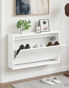 vidaXL Стенно шкафче за обувки ARNHEM 71 x 17 x 43 см Бял гланц