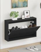 vidaXL Стенно шкафче за обувки ARNHEM 71 x 17 x 43 см Черно