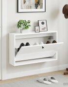 vidaXL Стенно шкафче за обувки BREDA 71 x 17 x 43 см Бял гланц